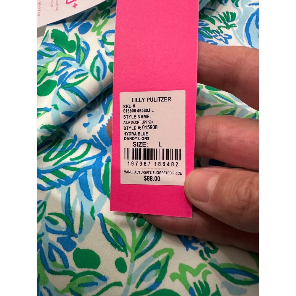 Lilly Pulitzer Aila Skort Luxletic Hydra Blue Dandy Lions UPF 50+, Large NWT - Picture 4 of 11